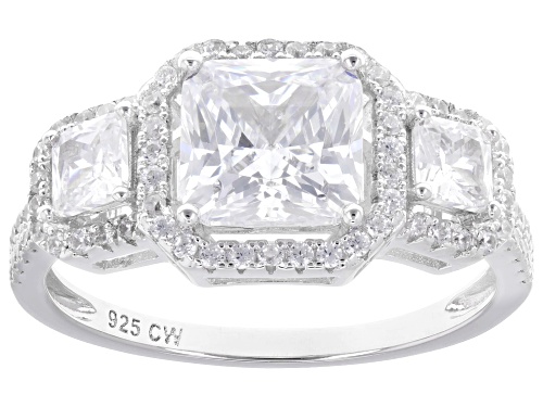 Charles Winston For Bella Luce® 4.27ctw White Diamond Simulant Rhodium Over Sterling Silver Ring - Size 7