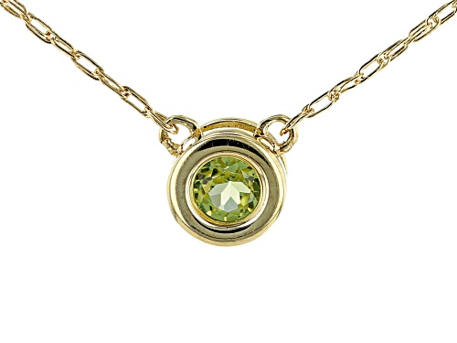 .11ct Round Manchurian Peridot™ Solitaire 10k Yellow Gold Child's Necklace - Size 10