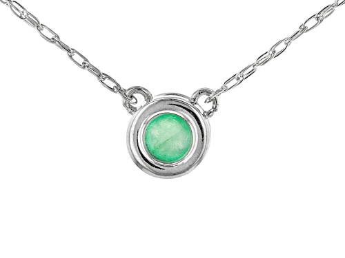.10ct Round Sakota Emerald Solitaire Rhodium Over 10k White Gold Child's Necklace - Size 10
