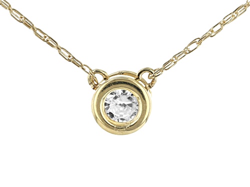 .11ct Round White Zircon Solitaire 10k Yellow Gold Children's Necklace - Size 10