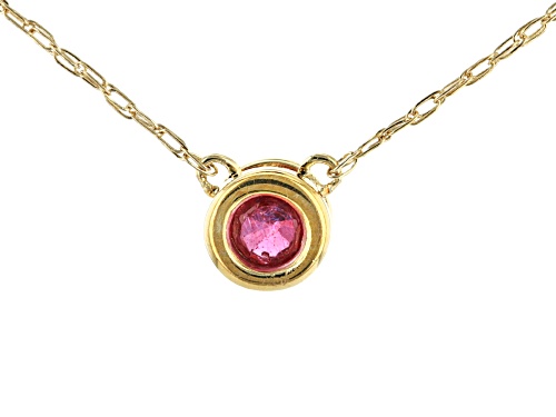 .11ct Round Mahaleo® Ruby Solitaire 10k Yellow Gold Child's Necklace - Size 12