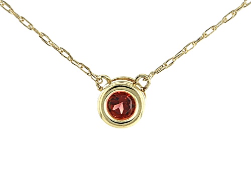 Photo of .13ct Round Vermelho Garnet™ Solitaire 10k Yellow Gold Child's Necklace - Size 10