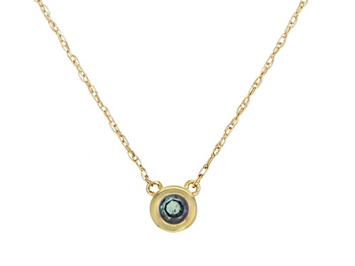 Photo of .17ct Round Lab Created Alexandrite Solitaire, 10k Yellow Gold Child's Necklace - Size 10