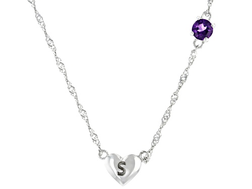 .21ct Round African Amethyst Rhodium Over Sterling Silver Heart 