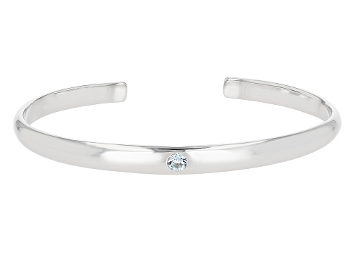 Photo of 0.11ct Round Glacier Topaz™ Rhodium Over Sterling Silver Children's Cuff Bracelet - Size 5