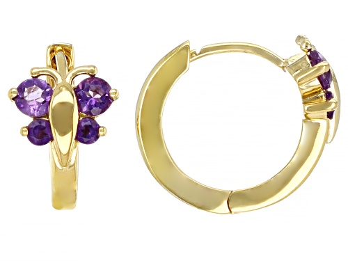 Photo of 0.39ctw Round Amethyst 18k Yellow Gold Over Sterling Silver Butterfly Earrings
