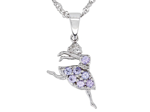 Photo of 0.24ctw Tanzanite with Diamond Accent Rhodium Over Silver Children's Ballerina Pendant/Chain