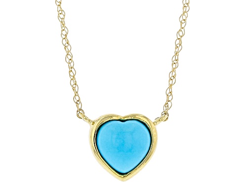6mm Heart Shaped Sleeping Beauty Turquoise 10k Yellow Gold Necklace