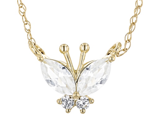 Photo of 0.42ctw Marquise And Round White Zircon 10k Yellow Gold Childrens Necklace. - Size 12