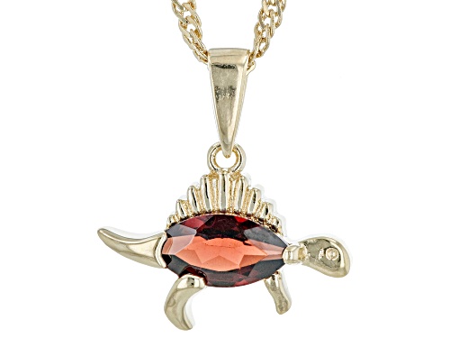 Photo of 0.56ct Marquise Vermelho Garnet™ 18k Yellow Gold Over Silver Children's Dinosaur Pendant/Chain