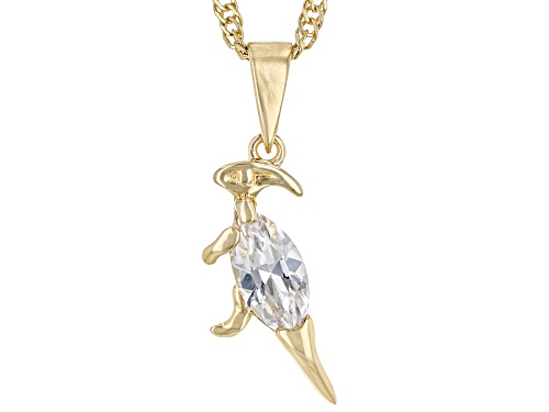 0.68ct Marquise Lab White Sapphire 18k Yellow Gold Over Silver Children's Dinosaur Pendant/Chain