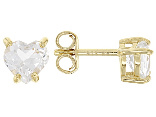 0.94ctw Heart Shape White Topaz 18k Yellow Gold Over Sterling Silver Children's Birthstone Earrings