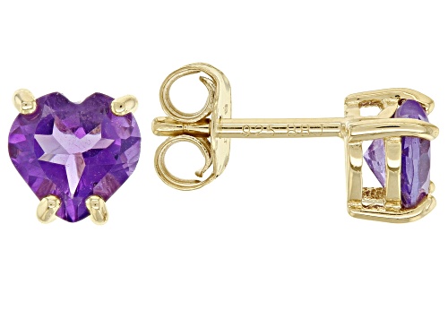 Photo of 0.68ctw Heart Shape African Amethyst 18k Yellow Gold Over Silver Children's Birthstone Earrings