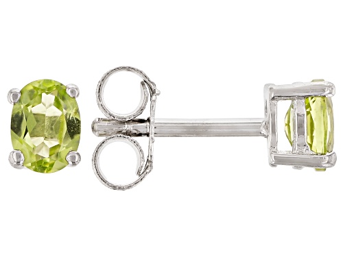 .29ctw Oval Manchurian Peridot™ Rhodium Over Silver Children's Birthstone Earrings