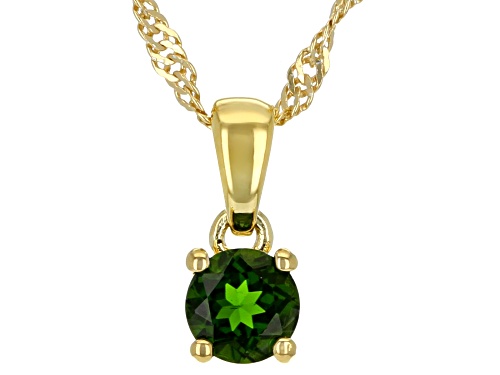 Photo of 0.23ct Round Chrome Diopside 18k Yellow Gold Over Silver Children's Birthstone Pendant with Chain