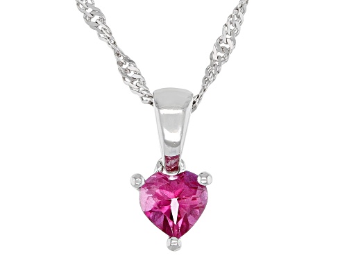 .28ct Heart Shape Pink Topaz Rhodium Over Sterling Silver Children's Pendant With Chain