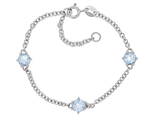 1.58ctw Round Glacier Topaz™ Rhodium Over Sterling Silver Children's Birthstone Bracelet - Size 5