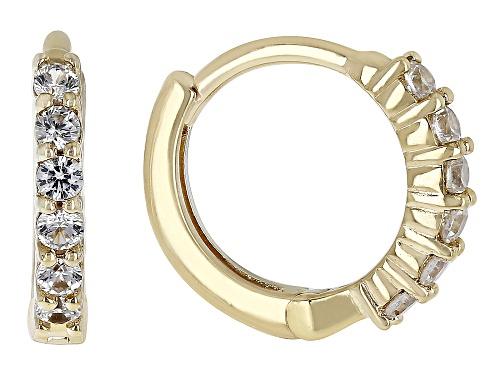.31ctw Round White Zircon 18k Yellow Gold Over Sterling Silver Children's Birthstone Hoop Earrings