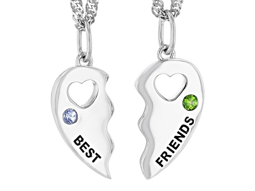 0.03ct Tanzanite With 0.03ct Chrome Diopside Rhodium Over Silver Children's Best Friend Necklace