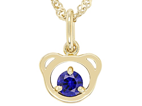 .26ct Round Lab Created Sapphire 18k Yellow Gold Over Sterling Silver Teddy Bear Pendant With Chain