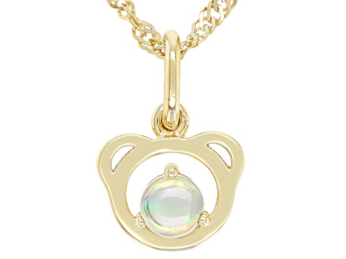 .17ct Round Ethiopian Opal 18k Yellow Gold Over Sterling Silver Teddy Bear Pendant With Chain