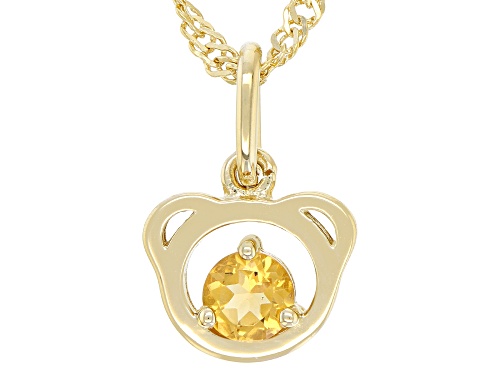 .21ct Round Brazilian Citrine 18k Yellow Gold Over Sterling Silver Teddy Bear Pendant With Chain