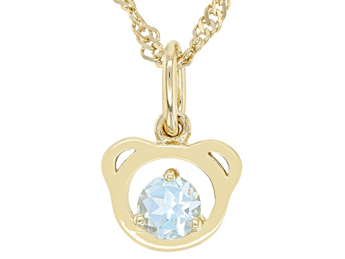 Photo of .26ct Round Glacier Topaz™ 18k Yellow Gold Over Sterling Silver Teddy Bear Pendant With Chain