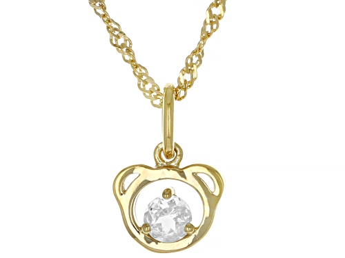 .26ct Round White Topaz 18k Yellow Gold Over Sterling Silver Teddy Bear Pendant With Chain