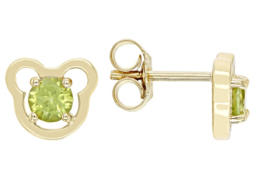 .52ctw Round Manchurian Peridot™ 18k Yellow Gold Over Silver Children's Teddy Bear Stud Earrings