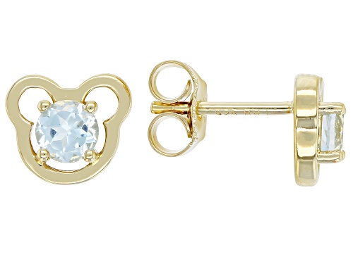 .52ctw Round Glacier Topaz™ 18k Yellow Gold Over Silver Children's Teddy Bear Stud Earrings