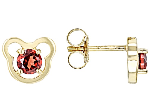 .51ctw Round Vermelho Garnet™ 18k Yellow Gold Over Silver Children's Teddy Bear Stud Earrings