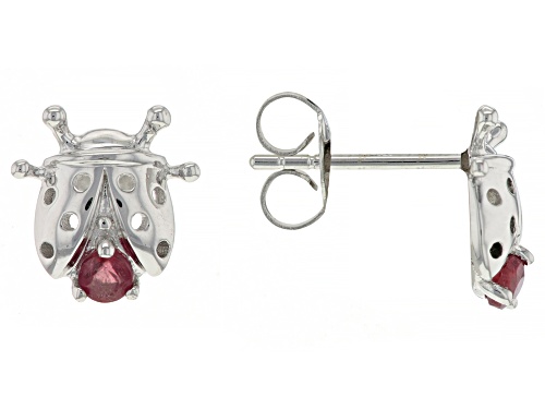 Photo of 0.20ctw Mahaleo® Ruby Rhodium Over 10k White Gold Ladybug Children's Stud Earrings