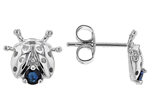 Photo of 0.15ctw Blue Sapphire Rhodium Over 10k White Gold Ladybug Children's Stud Earrings