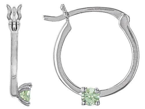 0.07ctw Manchurian Peridot™ Rhodium Over 10k White Gold Children's Earrings