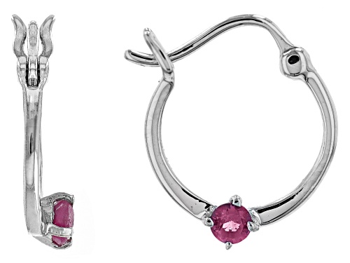 Photo of 0.09ctw Vermelho Garnet™ Rhodium Over 10k White Gold Children's Earrings