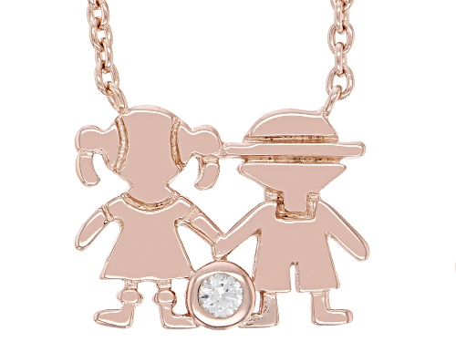 Photo of .03ct Round Lab Created White Sapphire 18k Rose Gold Over Sterling Silver Children's Necklace