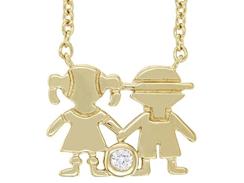 Photo of .03ct Round Lab Created White Sapphire 18k Yellow Gold Over Sterling Silver Children's Necklace