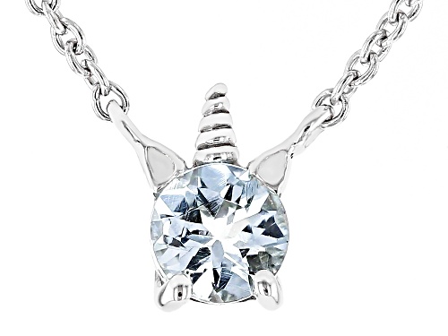 .20ct Round Aquamarine Rhodium Over Sterling Silver Children's Unicorn Necklace