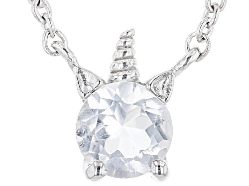 .26ct Round White Topaz Rhodium Over Sterling Silver Children's Unicorn Necklace