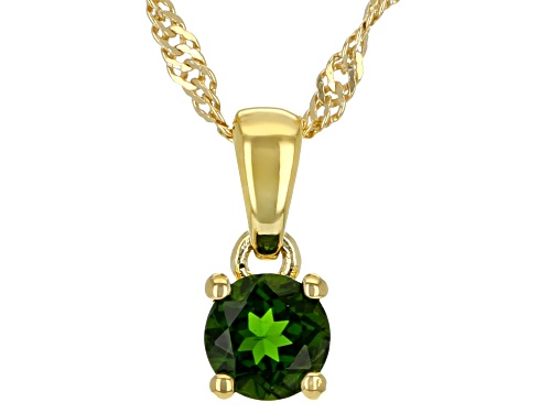 0.23ct Round Chrome Diopside 18k Yellow Gold Over Silver Children's Pendant with Chain