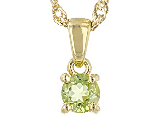 0.24ctw Round Manchurian Peridot™ 18k Yellow Gold Over Silver Children's Pendant/Chain