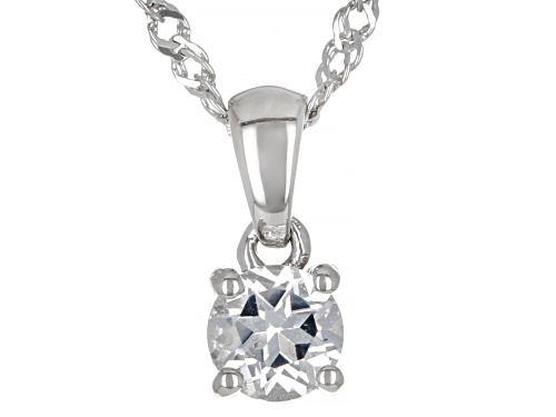 0.23ct Round White Topaz Rhodium Over Sterling Silver Children's Pendant with Chain