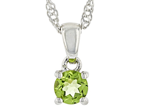 0.23ct Manchurian Peridot™ Rhodium Over Sterling Silver Children's Pendant with Chain