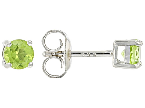 0.46ctw Round Manchurian Peridot™ Rhodium Over Sterling Silver Children's Stud Earrings