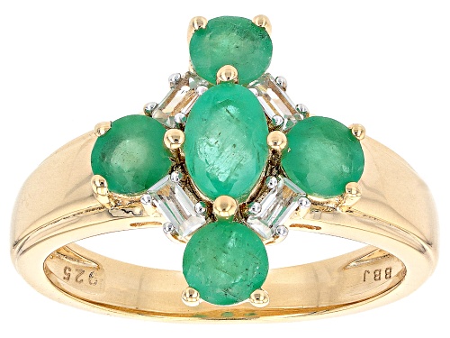 Photo of 1.27ctw Zambian Emerald And 0.21ctw White Zircon 18k Yellow Gold Over Sterling Silver Ring - Size 9