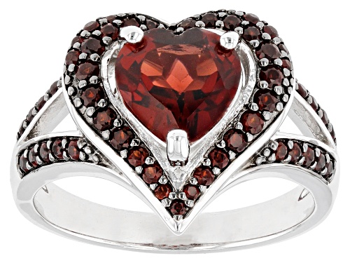 2.55ctw Mixed Shape Red Vermelho Garnet™ Rhodium Over Sterling Silver Heart Ring - Size 6