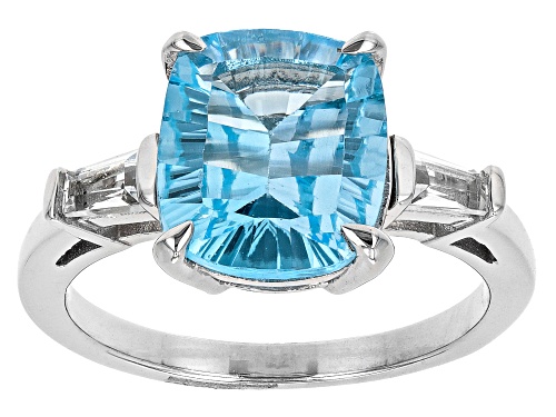 5.10ct Glacier Topaz™ With 0.31ctw White Topaz Rhodium Over Sterling Silver Ring - Size 9