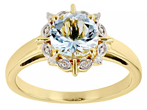 0.90ct Aquamarine And 0.02ctw White Diamond 18k Yellow Gold Over Sterling Silver Ring - Size 10