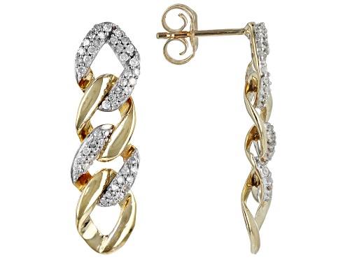 0.30ctw Round White Diamond 10k Yellow Gold Dangle Earrings