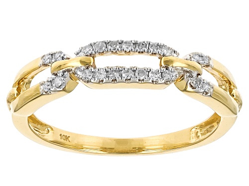 0.10ctw Round White Diamond 10k Yellow Gold Link Band Ring - Size 7